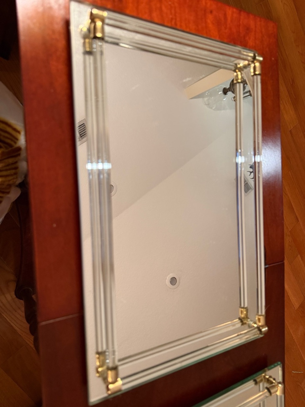 Vintage Glass and brass Accent Vanity Mirror -